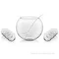 glass opal soup punch bowl and spoon set